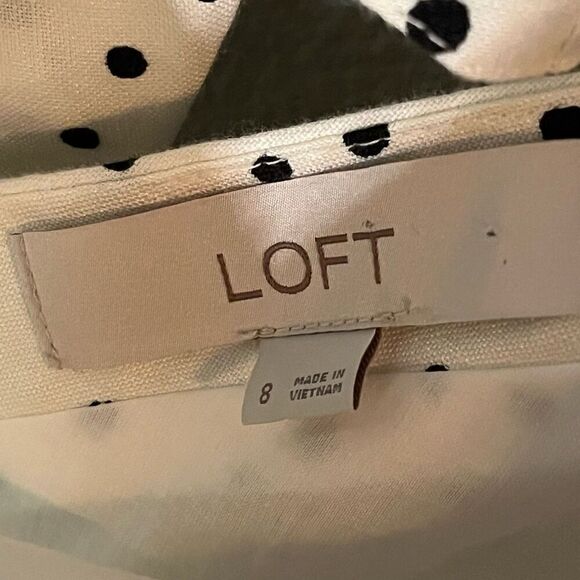 Loft Linen Blend Polka Dotted Bow Dress Size 8 - Picture 7 of 7